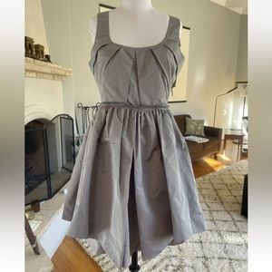 PRADA Fit & Flare Cocktail Dress Grey Satin EUC Size 42 8